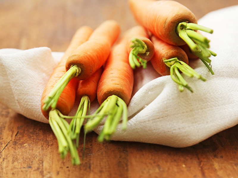 Carrots contain a lot of vitamin A,